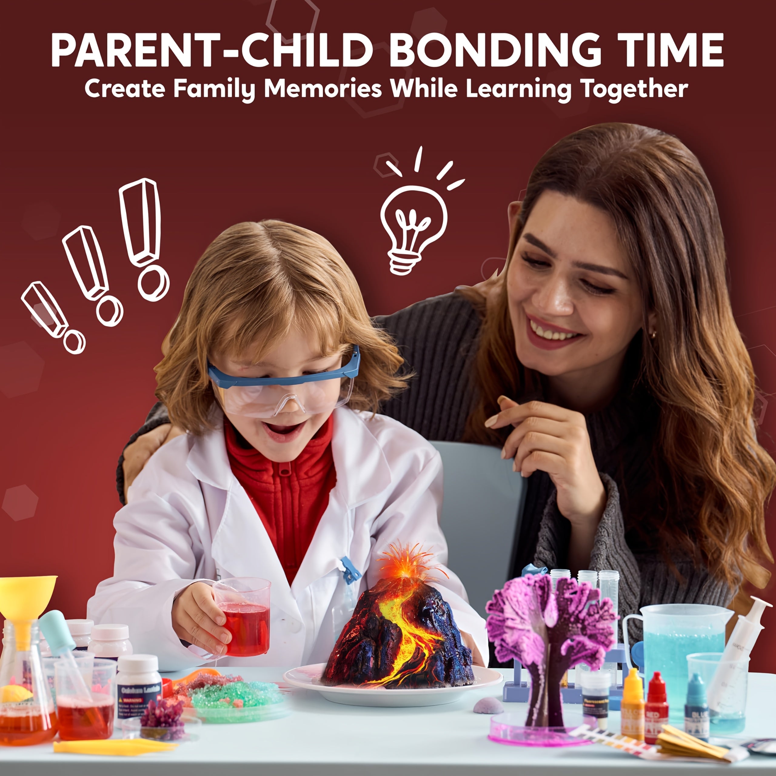 Amazing Science Kit for Kids 85+ Experiments – STEM Activities Gem Digging Crystal Growing Volcano Chemistry Educational Toy Gift Boys & Girls Ages 6+
