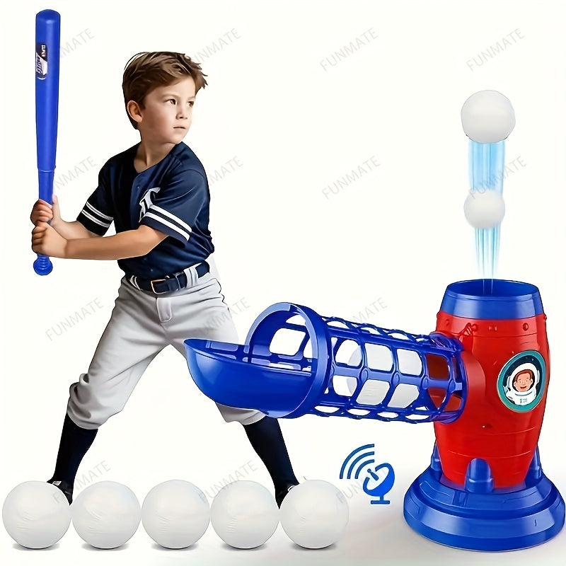 Kids Automatic Baseball Pitching Machine Toy Set with 10 Balls Batting Practice Sports Trainer for Boys Girls Ages 3 Plus - Birthday Christmas Gift