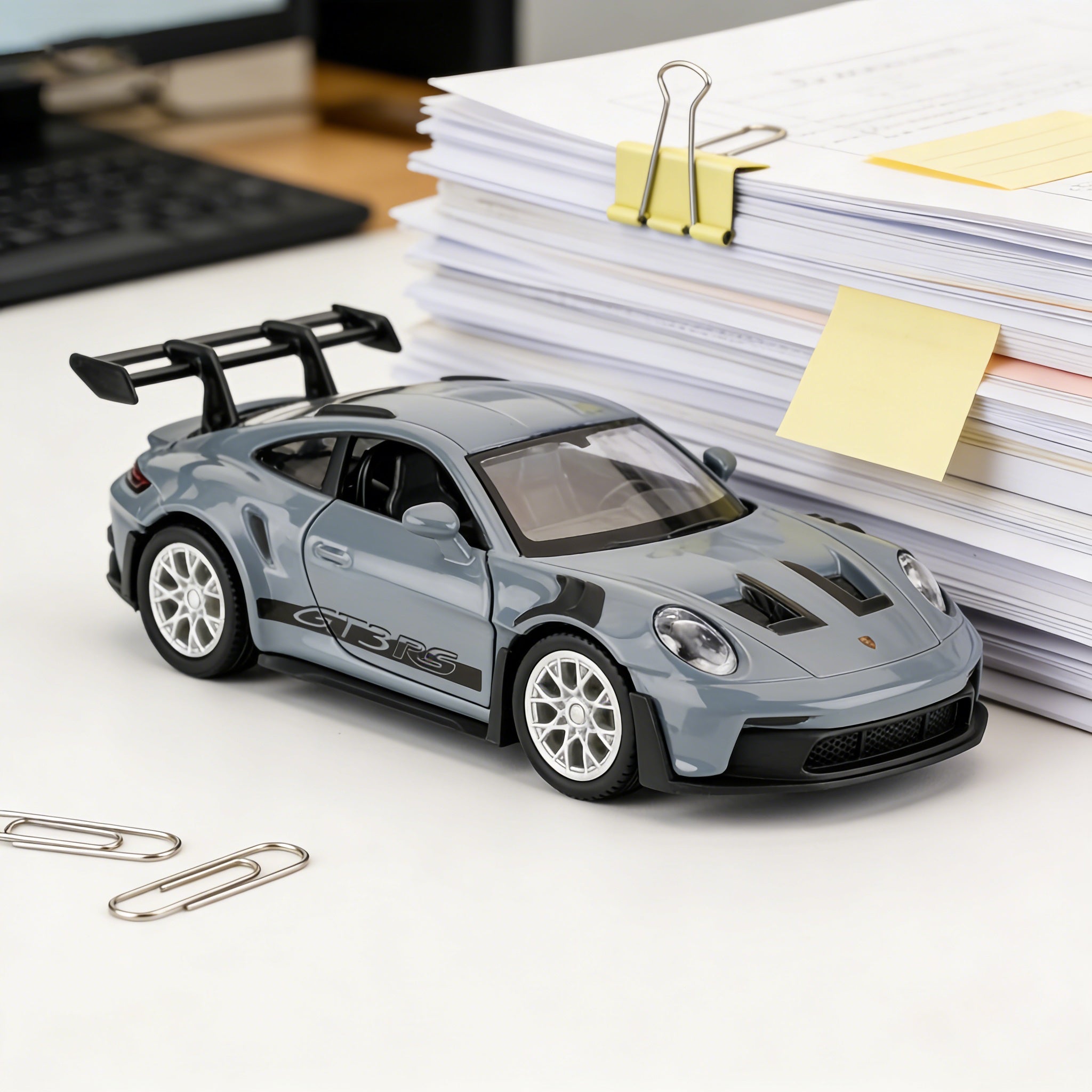 Die-Cast Porsche 911 Model Car – High-Detail Zinc Alloy Collectible Display Piece for Adults, Home & Office Decor, Car Lover Birthday Christmas Gift, Blue White Green Grey
