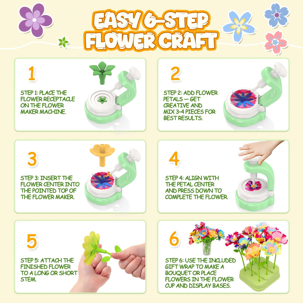 Flower Bouquet Craft Kit for Kids Build Your Own Bouquet Art Toy Creative Educational Gift for Toddlers Girls Boys Ages 3+ Birthday Christmas