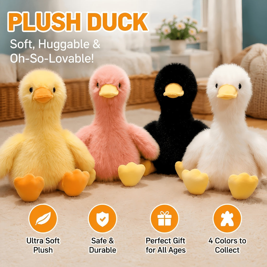 Duck Plush Stuffed Animal Toy 13 Inch – Super Soft Cartoon Duck Stuffed Animal in Yellow Pink White Black, Perfect Birthday Christmas Halloween Gift for Kids Toddlers Girls Boys