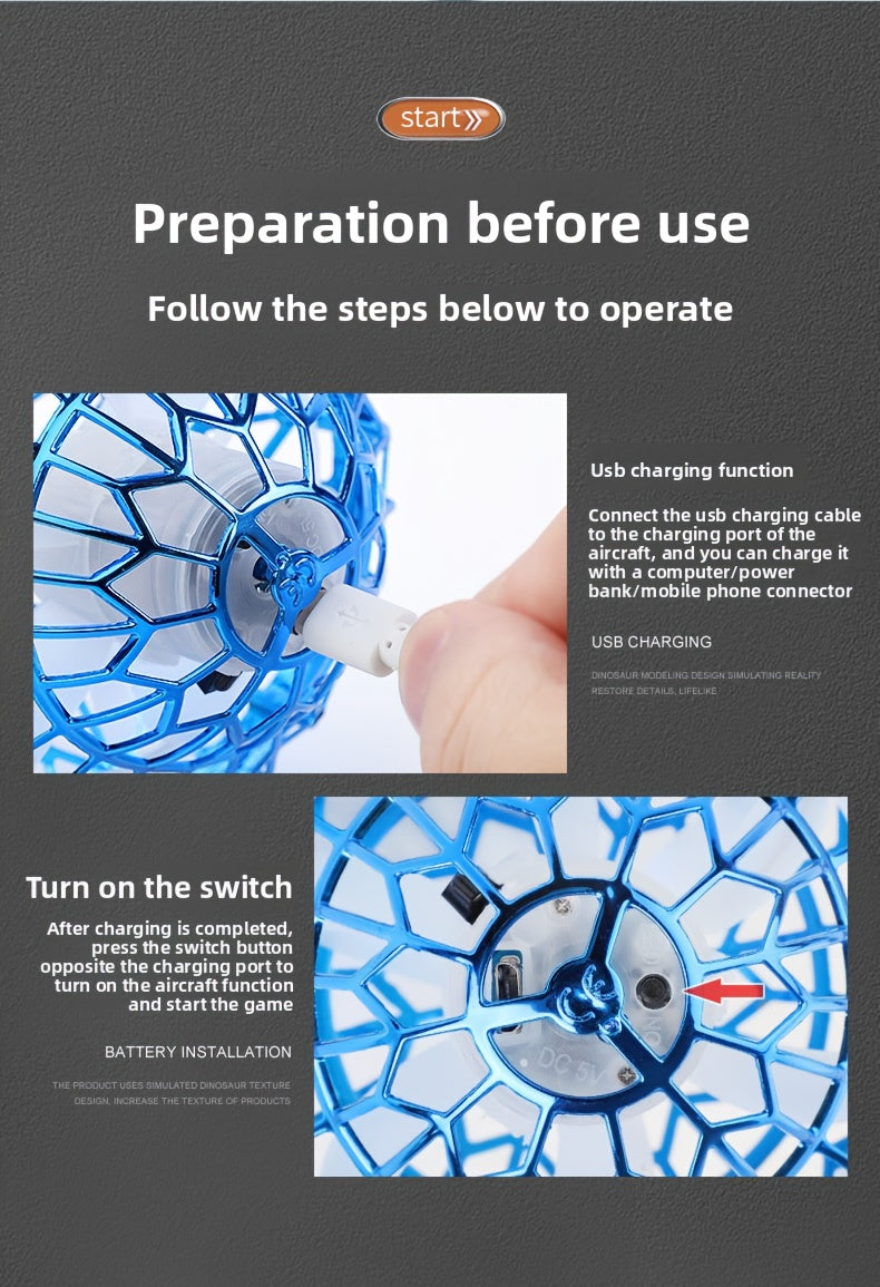 UFO Magic Flying Ball 2-Pack, Gesture Controlled LED Spinning Floating Ball Toy, Universe Themed Hover Ball, Birthday Halloween Christmas Gift for Kids Boys Girls