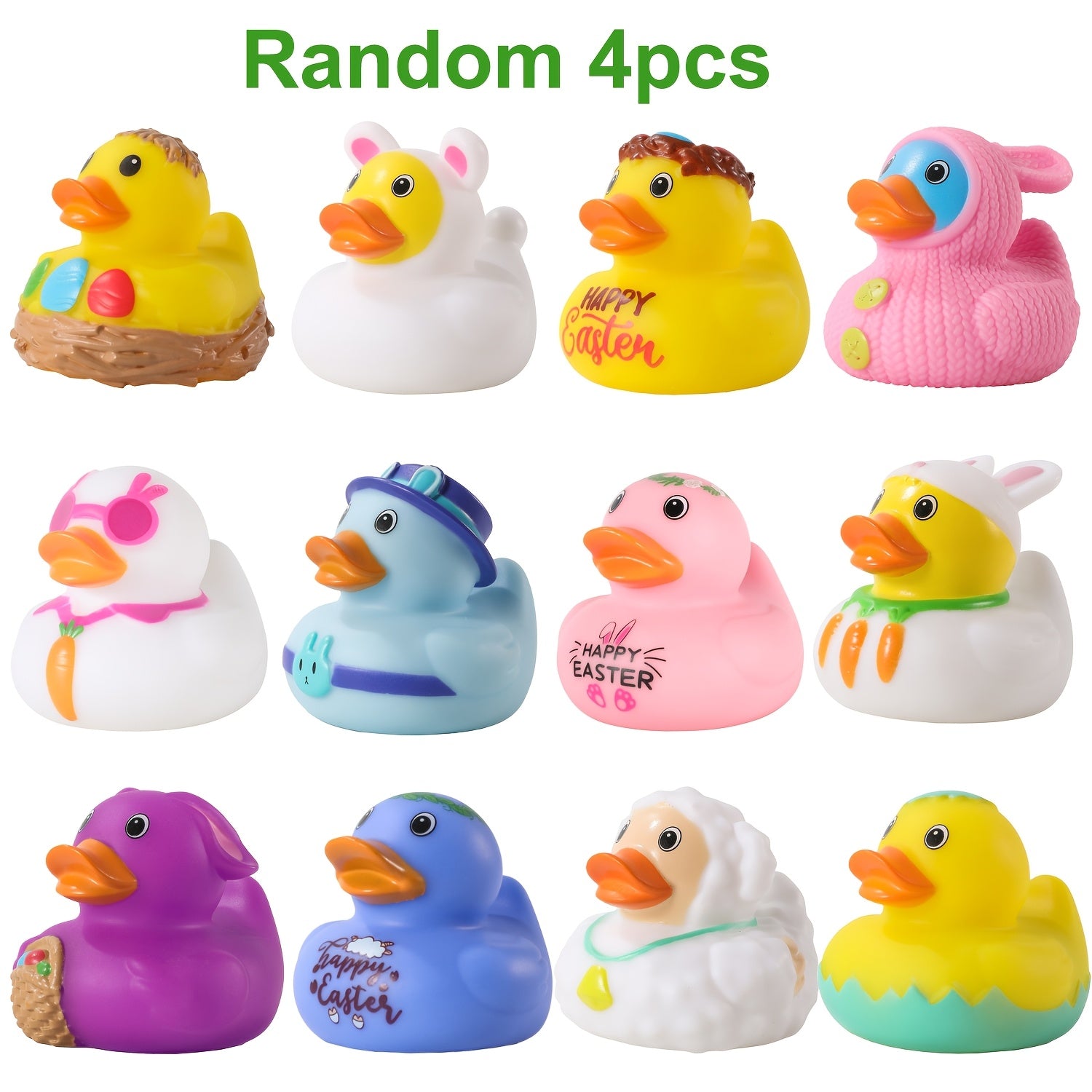 Light Up Duck Bath Toys for Toddlers - Flashing LED Rubber Ducks for Baby Bath Time, Pool & Water Play, Fun Birthday Christmas Halloween Gift for Boys Girls Ages 1-5, Random Colors, 4-Pack