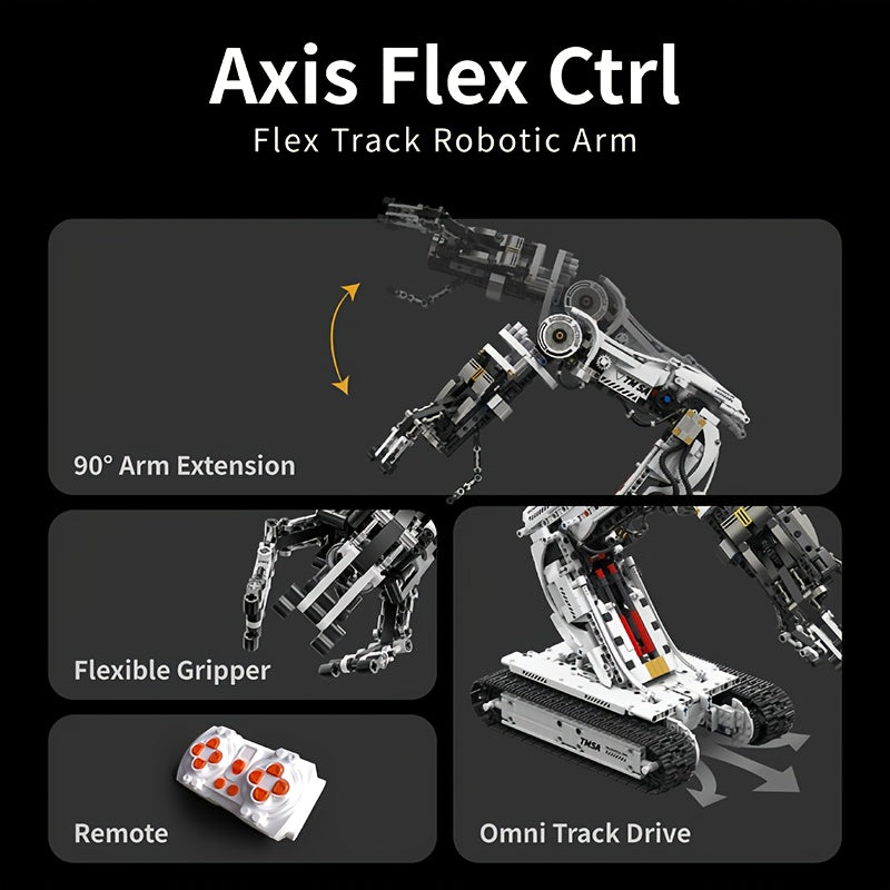 1468-Piece Robotic Arm Building Block Set Remote Control - Mechanical Tech Arm 3-Claw 8-Way Control Gear Linkage, ABS STEM Engineering Toy for Adults Teens, Unique Birthday Christmas Gift