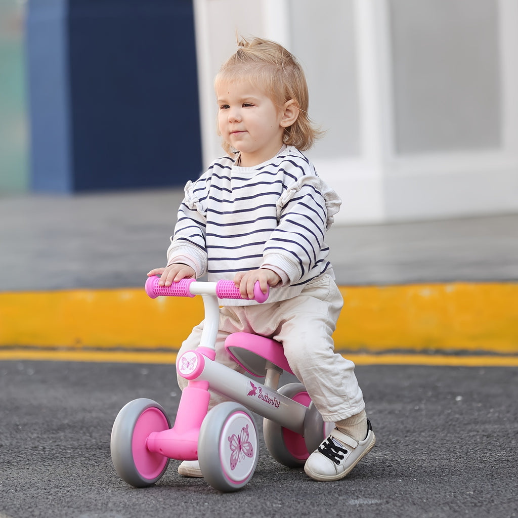 Baby Balance Bike with Pedals & Silent Wheels for Toddlers 10+ Months – Linear Pull Brake, 135° Safety Steering, Alloy Steel Quiet Wheels – Pink Ride On Toy Birthday Christmas Gift for Girls & Boys