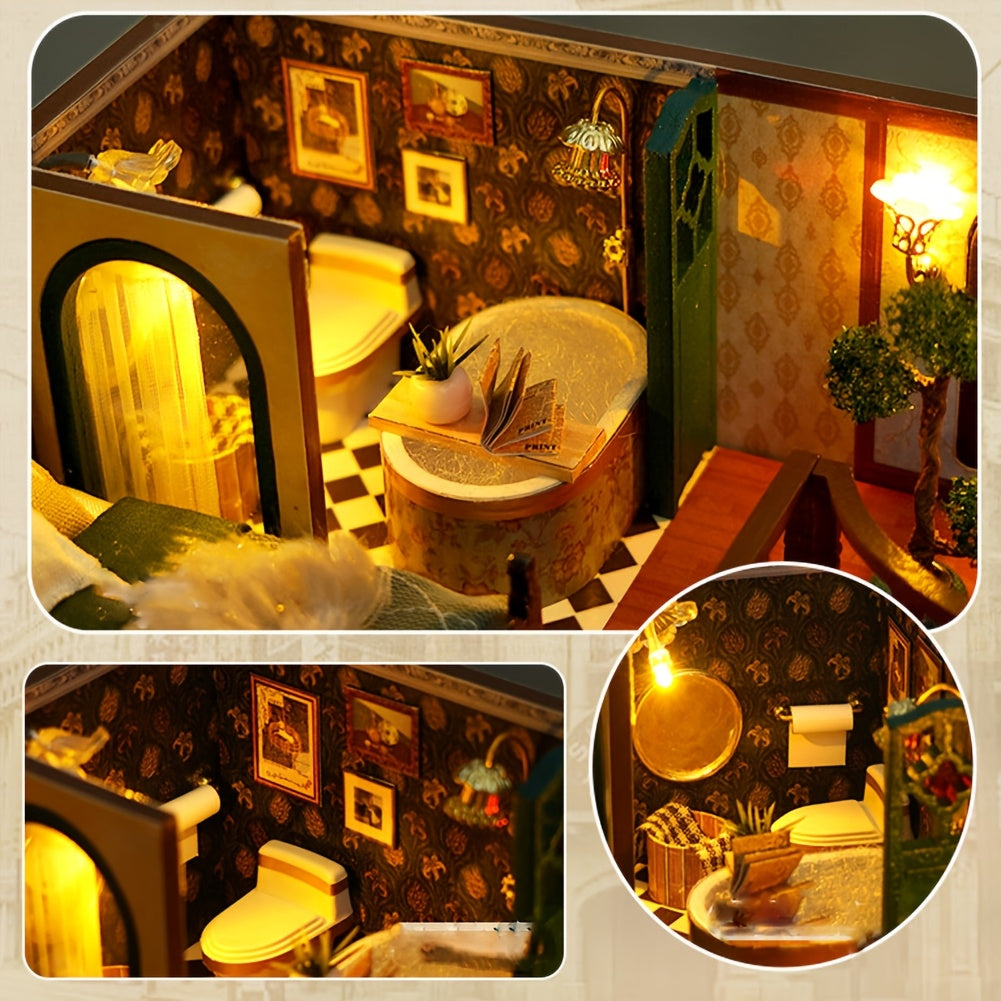 Oriental Charm DIY Dollhouse Kit Double Layer Miniature House with Dust Cover – Asian-Inspired Handmade No Glue Needed Home Decor Display Gift for Teens Adults Ages 14+