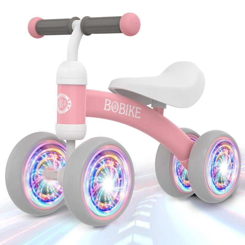 No-Pedal Baby Balance Bike, Bobike 4-Wheel Toddler Ride-On with Steel Frame, 135° Steering Limit for Indoor Outdoor Play & First Birthday Gifts