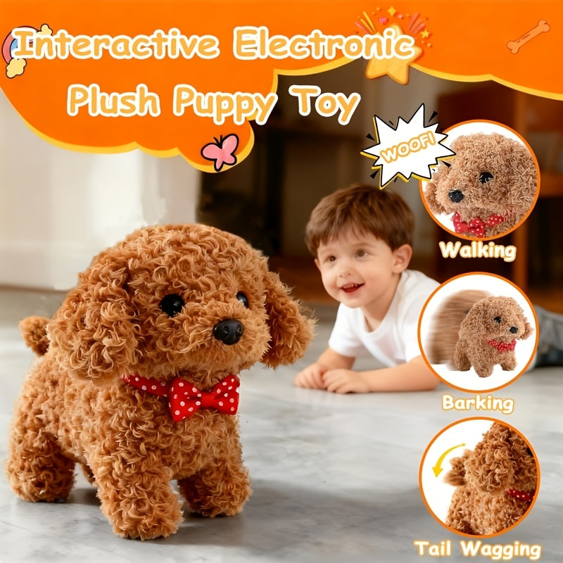 Interactive Robotic Dog Plush Toy – Electric Walking Pet Dog with Realistic Sounds, Sits Stands Cuddles, Smart Educational Toy for Kids Ages 3+, Birthday Gift for Boys Girls