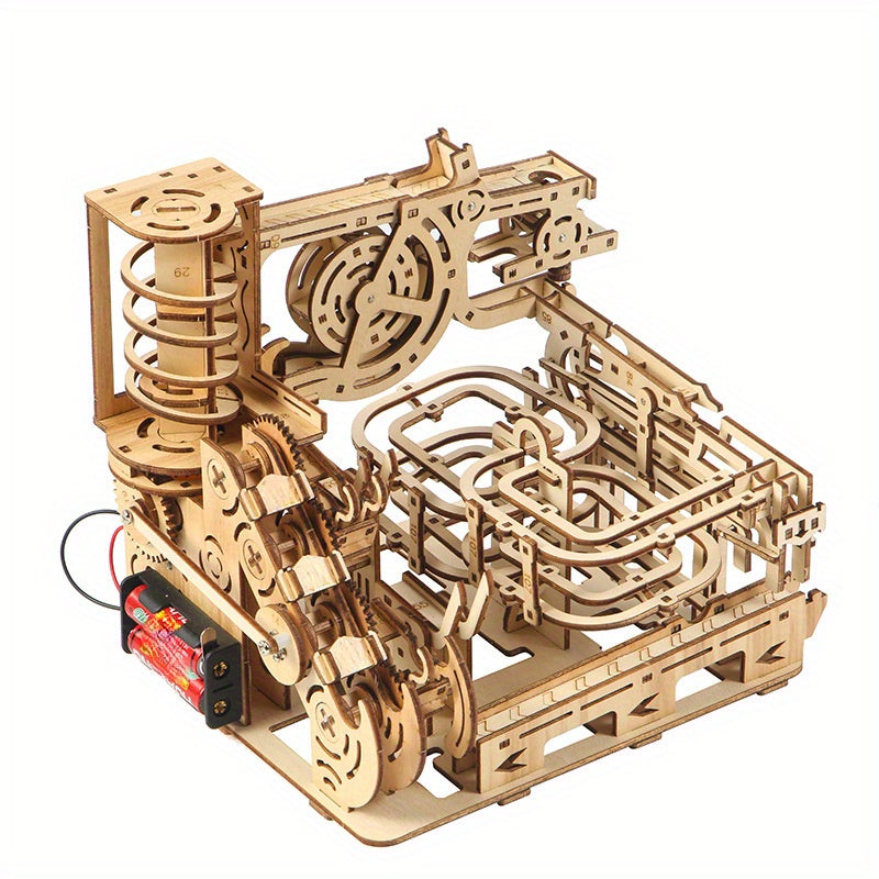 3D Wooden Ball Track Puzzle for Adults STEM Project, High-Difficulty Wood Building Model with 2 Expansion Sets, Home Decoration Holiday Birthday Gift for Men & Women