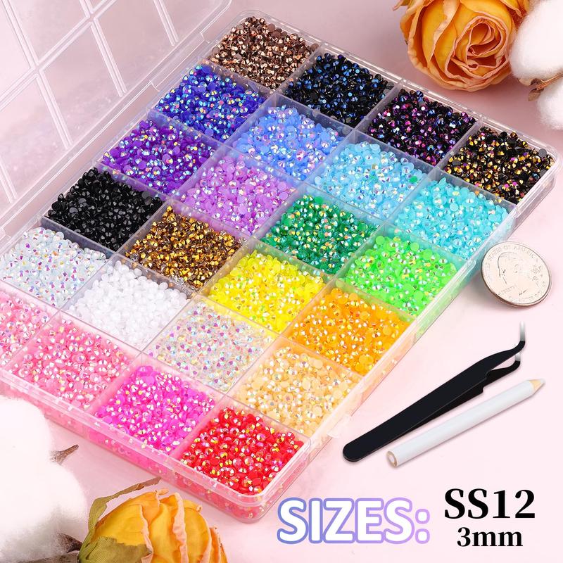 Bedazzling Kit with 3mm Resin Rhinestones, 24, 28 or 40 Color Options for Nail Art, Clothing Decoration and Personalized DIY Crafts