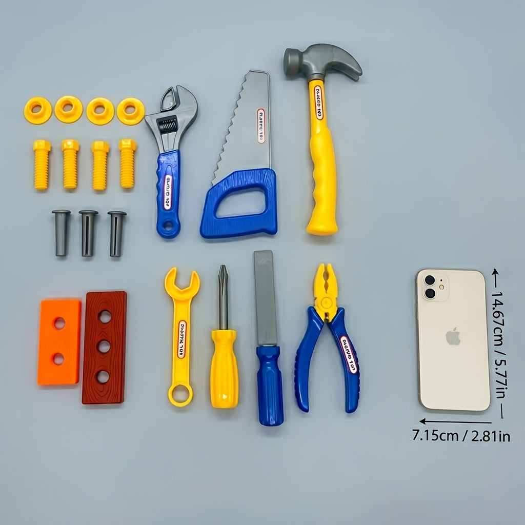 20-Piece Kids Toy Tool Box Set with Screwdriver & Simulation Tools – Pretend Play Builder Gift for Boys & Girls