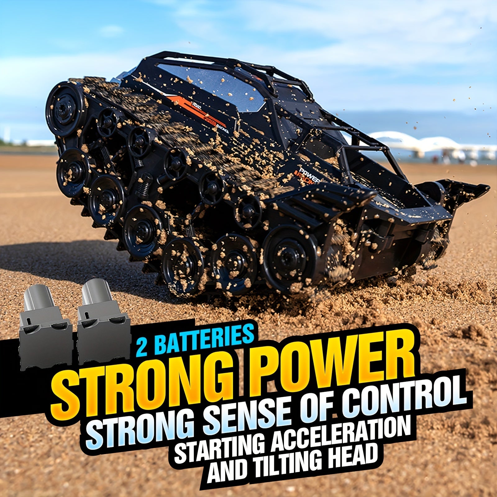 Amphibious RC Tank with 2 Battery Packs High Horsepower Off-Road Drifting Climbing Remote Control Car – All-Terrain Land & Water RC Vehicle for Boys Kids Christmas Halloween Gift