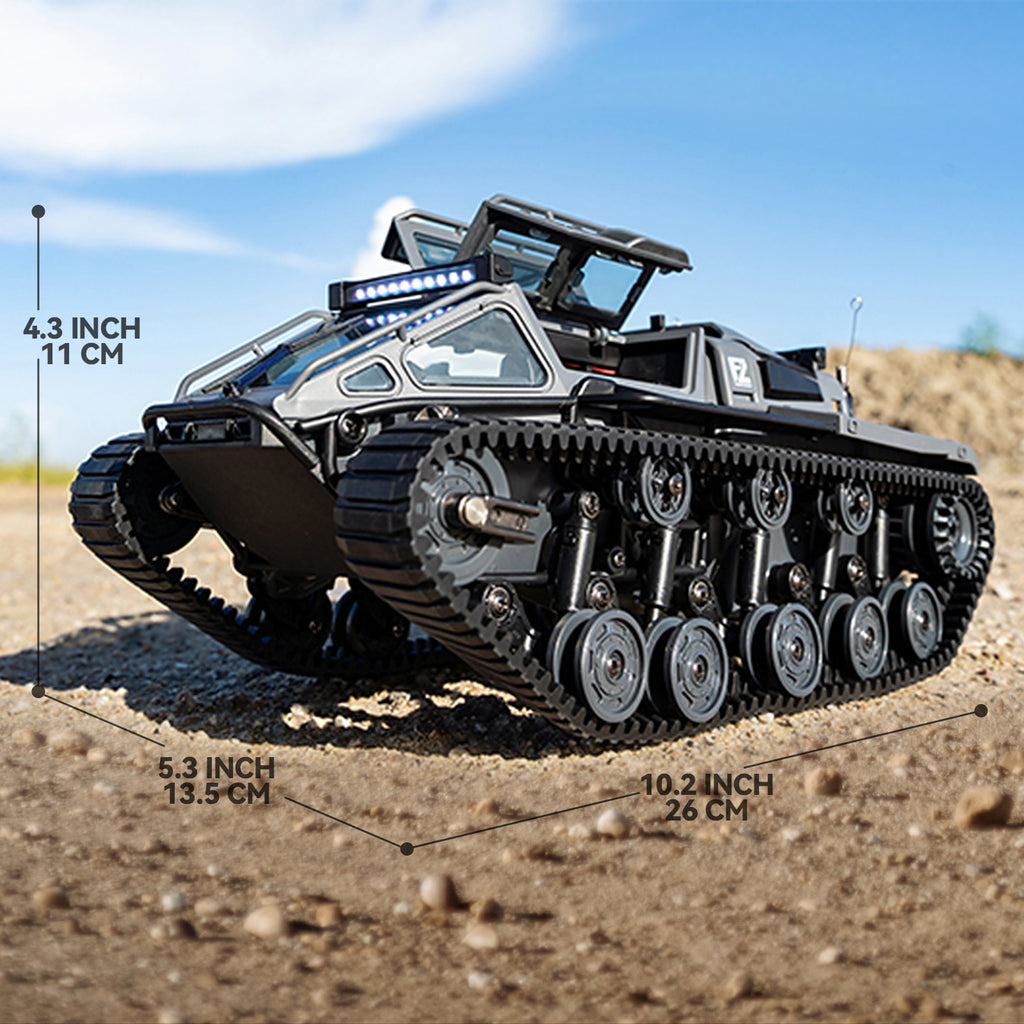RC Tracked Military Tank with Full-Proportional Control LED Lights & Alloy Opening Door - All-Terrain Off-Road Armored Vehicle Model Toy Gift for Kids Boys Adults