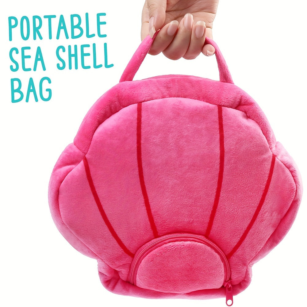 Ocean Stuffed Animal Set 5PCS – Sea Creature Plush Toys with Shell Carrying Bag, Mermaid Turtle Octopus Seahorse Crab Plushies for Kids, Birthday Christmas Gift for Girls Boys
