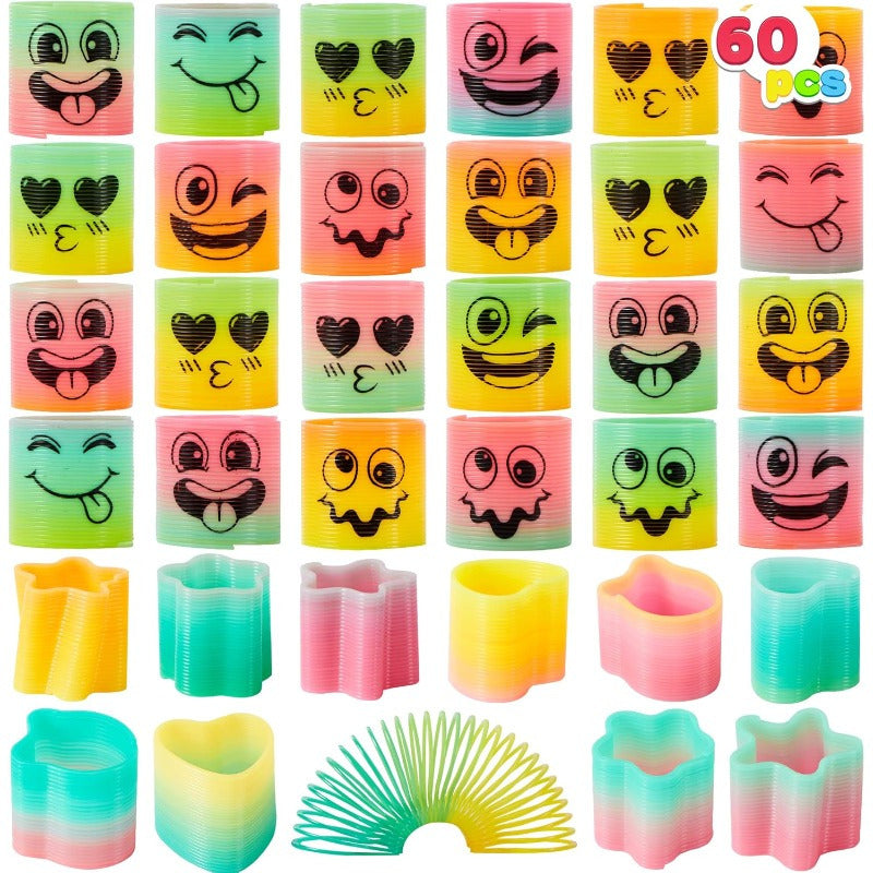 Rainbow Spring Coil Fidget Toys Bulk 60pcs Mini Stress Springs – Goodie Bag Stuffers for Kids Birthday Party, Carnival Prize, Easter Basket & Classroom Reward Supplies