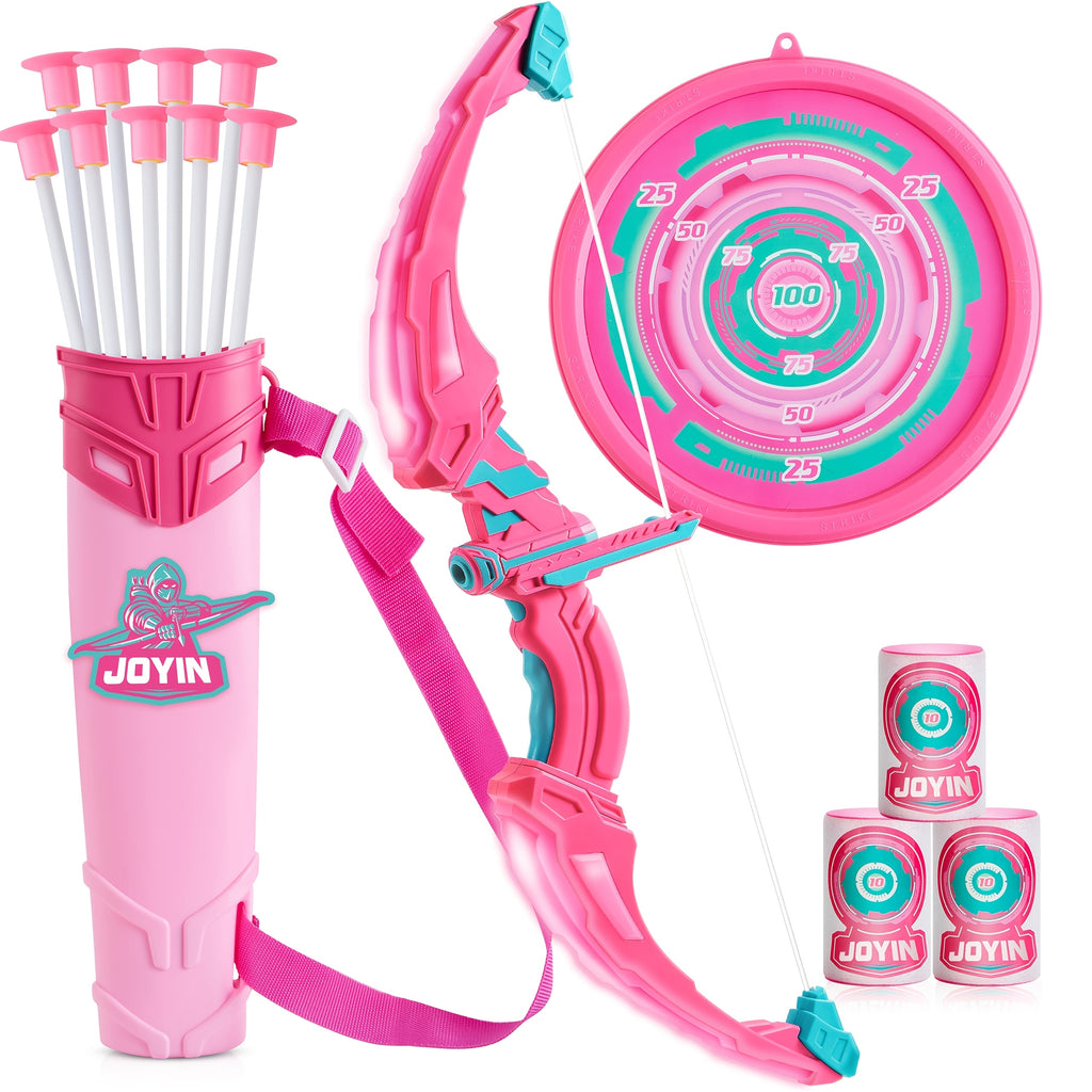 Kids LED Light Up Bow and Arrow Archery Set Ages 6-12 with 9 Suction Cup Arrows Targets Case ASTM Certified Indoor Outdoor Birthday Christmas Gift Boys Girls