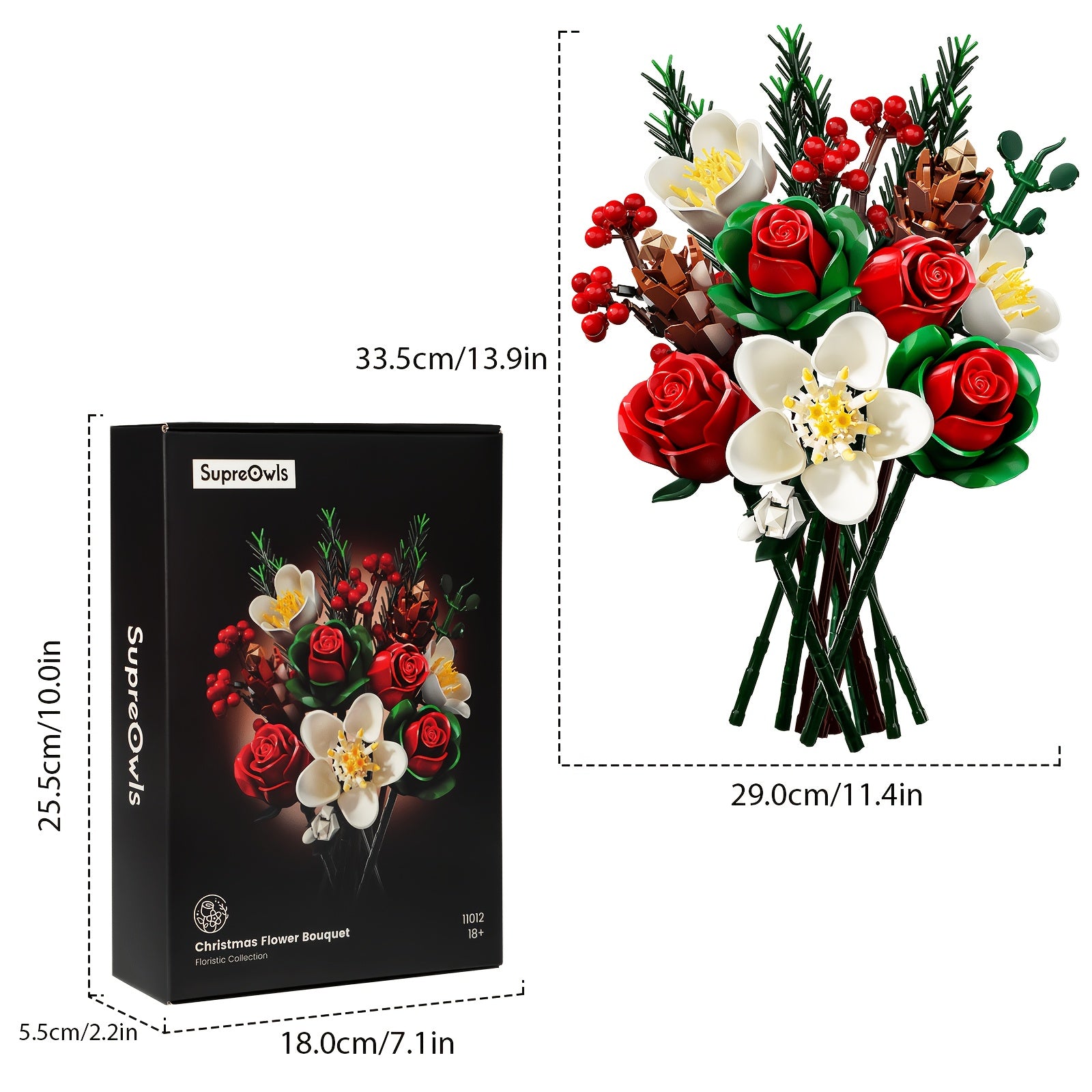 Rose Lily DIY Building Block Flower Bouquet Set Healing Flower Series Artificial Desktop Decoration Birthday Valentine's Day Mother's Day Gift for Girls Women