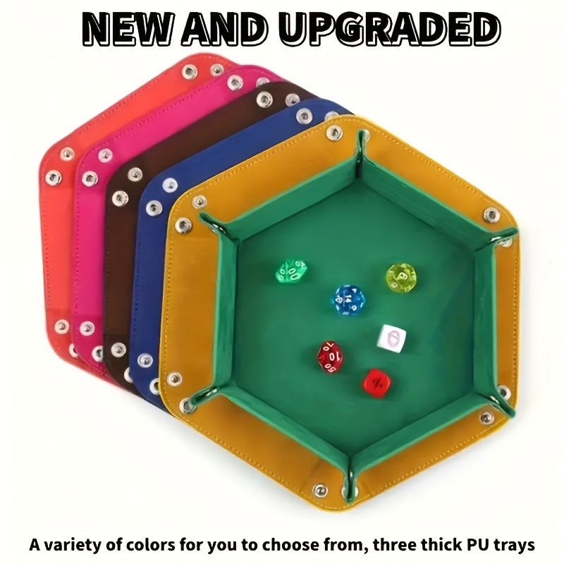 Dice Tray for DND RPG Board Games 6-Pack Hexagonal Folding – Portable Dice Rolling Tray Set in 6 Colors, Tabletop Gaming Accessory Gift for Dungeon Masters Gamers