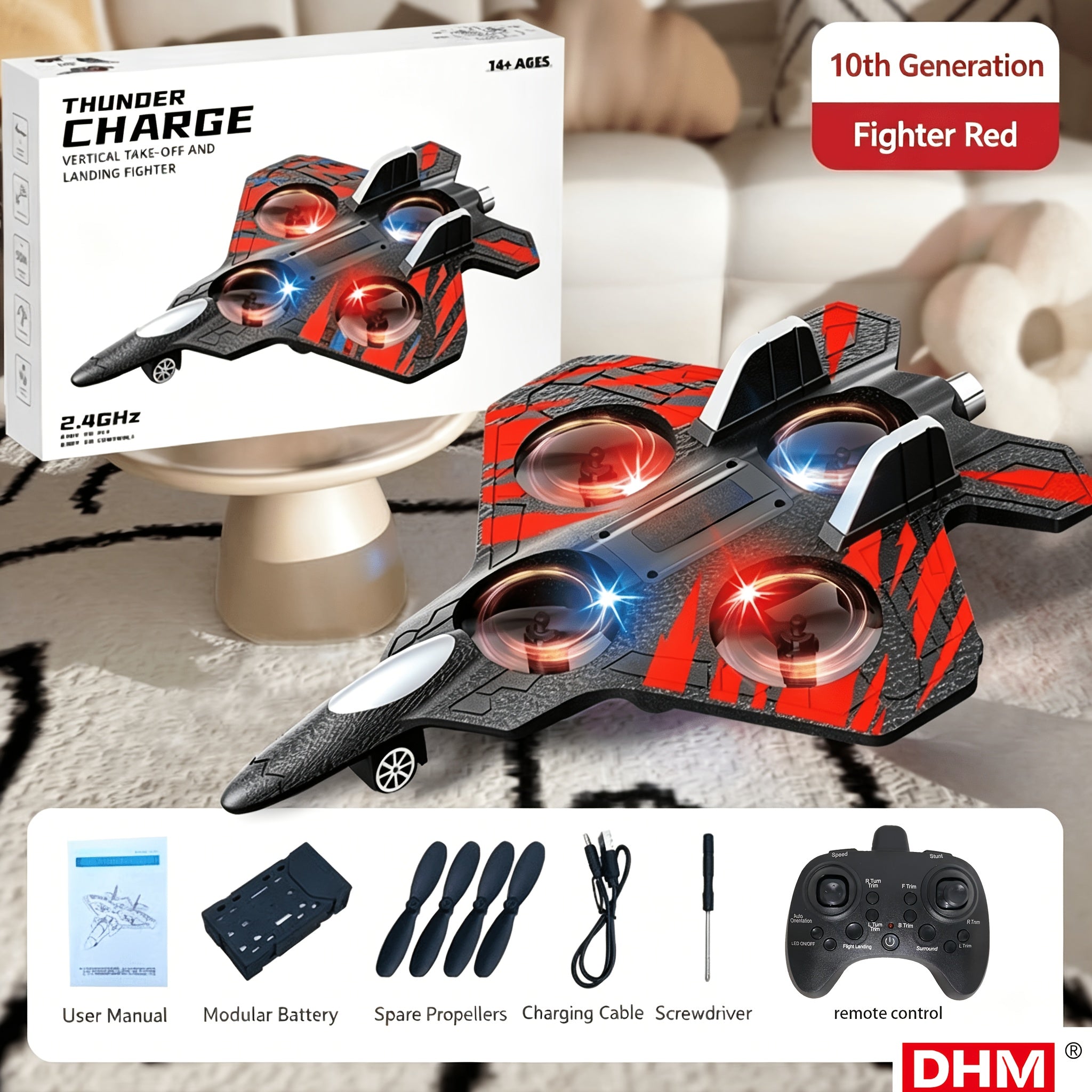 RC Flying Drone Foam Plane with 360° Stunt Flip, Altitude Hover & One-Button Takeoff – Dual Rechargeable Batteries Included for Kids & Beginners