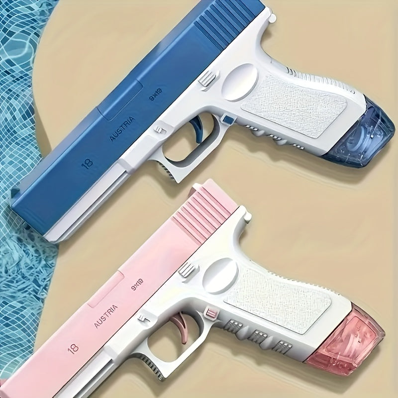 High-Capacity Automatic Water Gun Dual Magazine Long Range Soaker Blaster Ergonomic Grip Kids Summer Pool Outdoor Toy for Boys Girls Birthday Gift Pink Blue