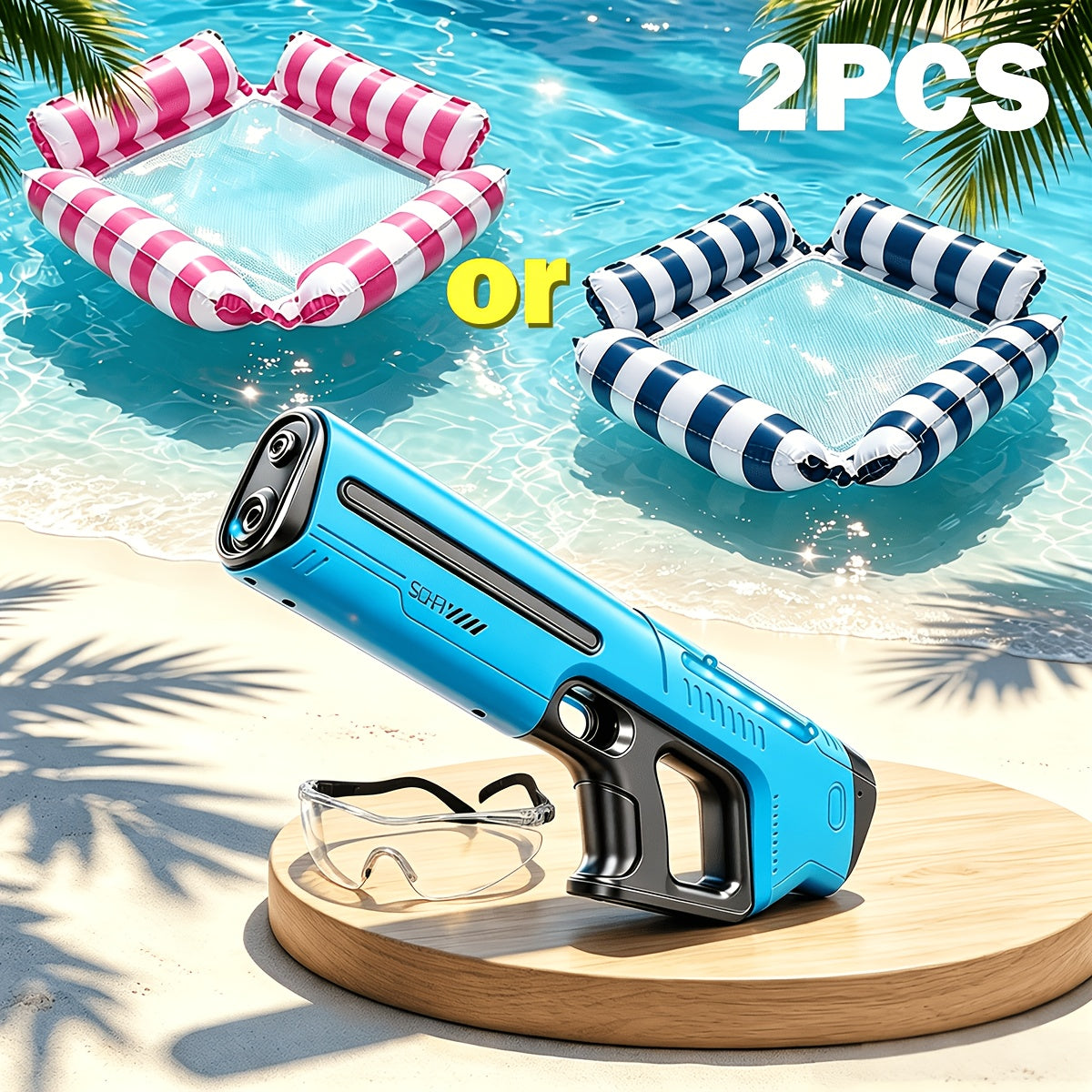 2-Pack Electric Water Gun with LED Light & 40ft Range – USB Rechargeable Auto-Fill Pulse Jet Squirt Gun for Pool Beach Backyard Kids Adults