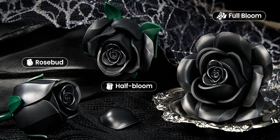 Gothic Black Rose Building Block Set 152pcs – 3 Artificial Flower Bouquet Bricks Art Piece, Unique Party Gift & Home Decor for Rose Lovers