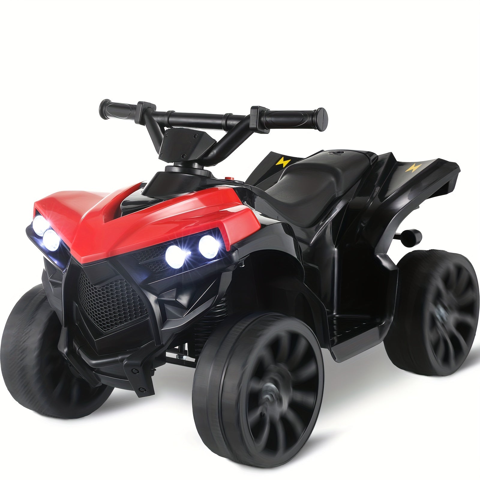 Kids Electric ATV Ride On Quad with Headlights & Pedal Accelerator - All-Terrain Anti-Slip Tires 55LB 1.86 MPH - Birthday Christmas Halloween Gift for Boys Girls Toddlers
