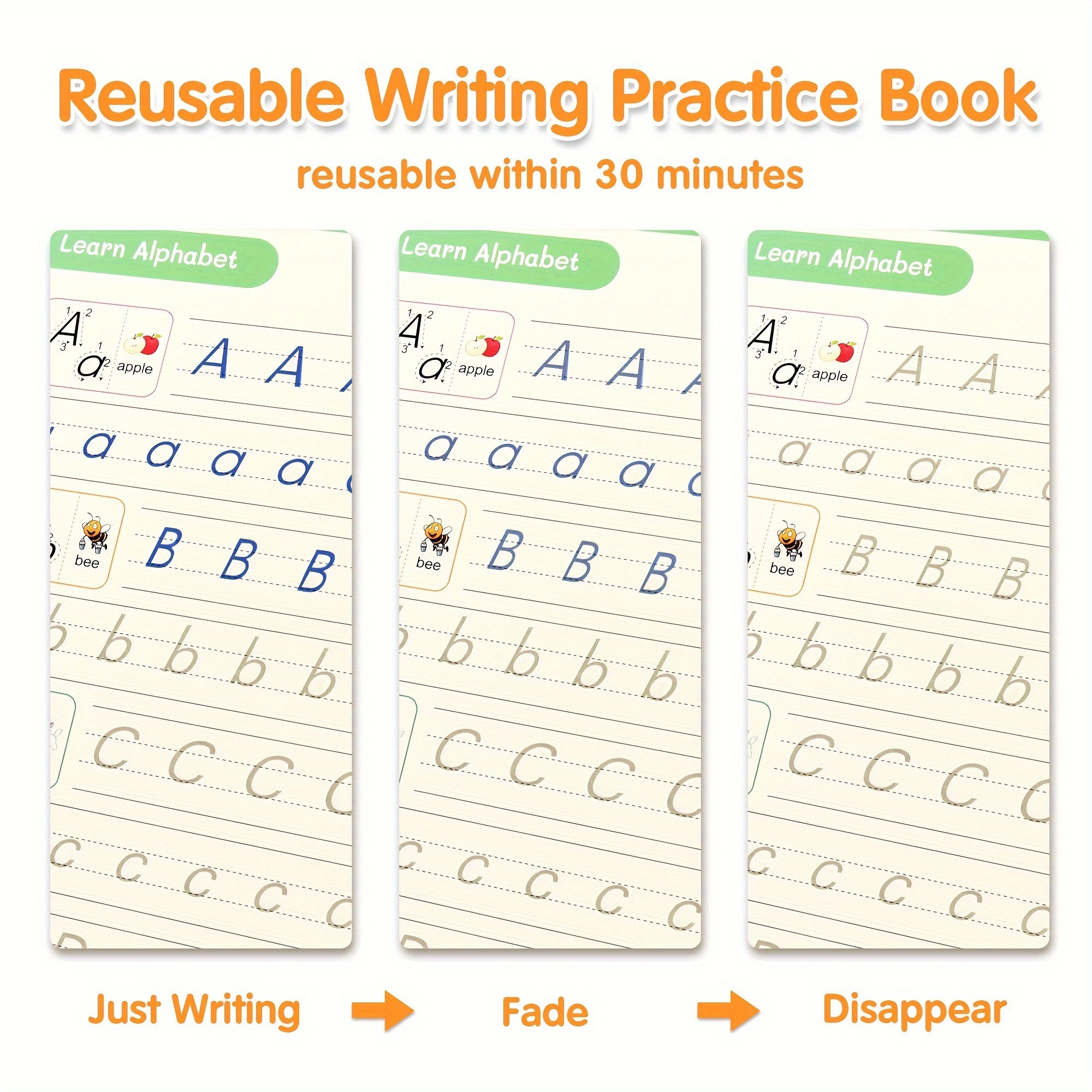 Magic Grooved Handwriting Practice Book for Kids Reusable Tracing Workbook Letters Numbers Drawing Ages 3-8 Kindergarten Preschool Learning Gift