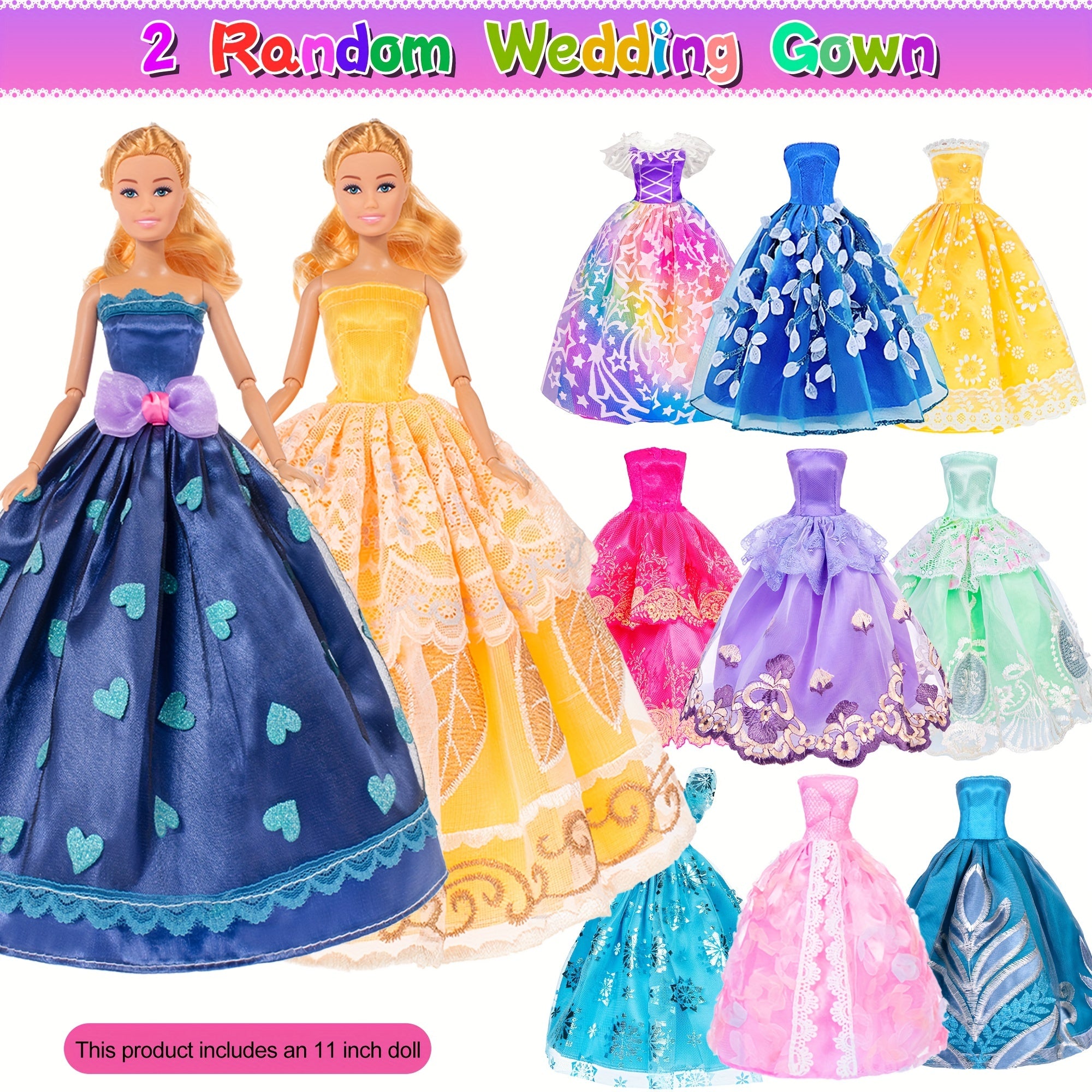 47pcs Fashion Doll Set 11.5 Inch with Fur Coat, Princess Gowns, Dresses, Shoes, Dog & Crowns – Complete Doll & Clothes Gift for Girls Ages 4-12, Mix & Match Wardrobe Included