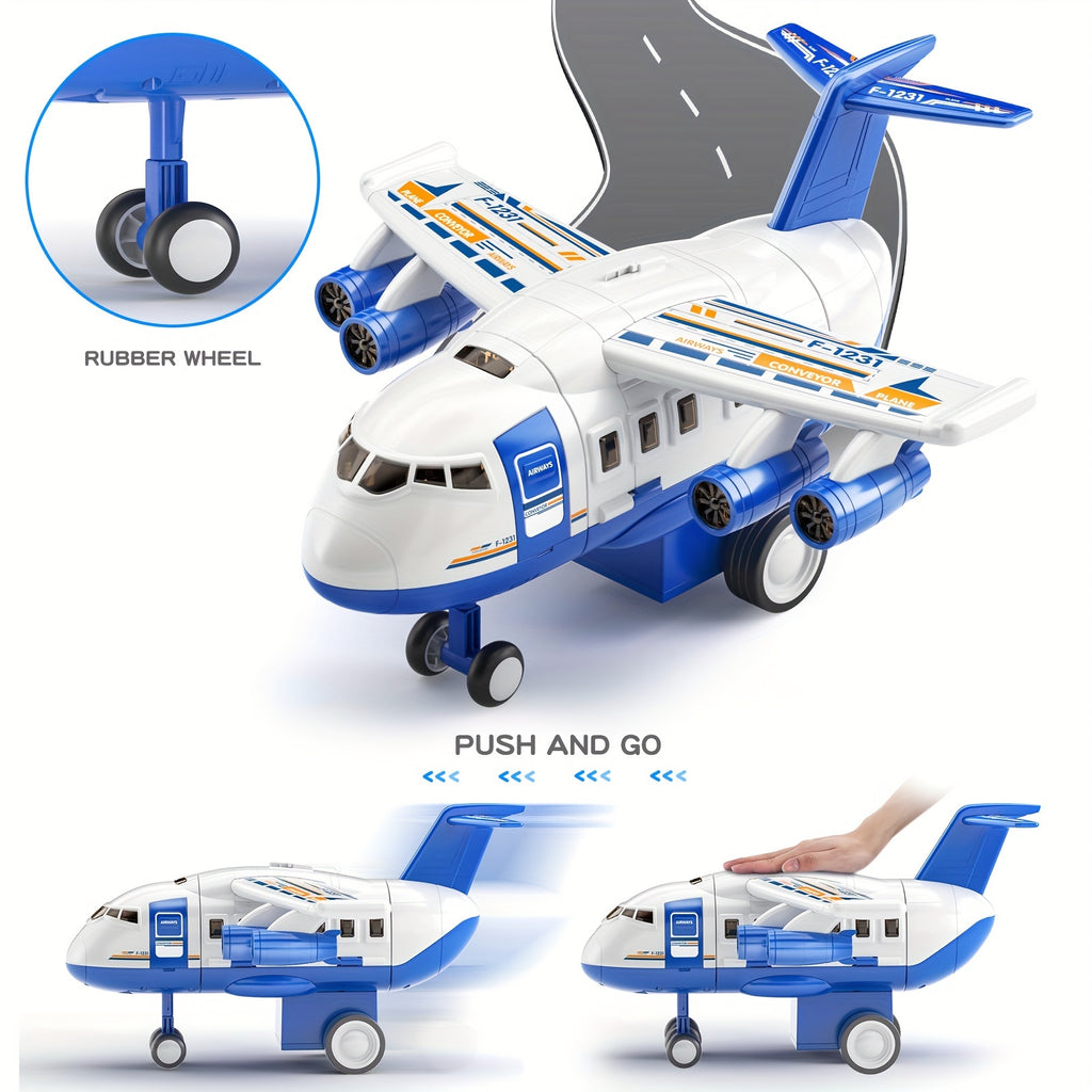 Inertia Airplane Toy for Kids with Music & Light – Simulation Passenger Plane Diecast Aircraft, Push & Go Vehicle Toy, Educational Gift for Boys & Girls Ages 3+