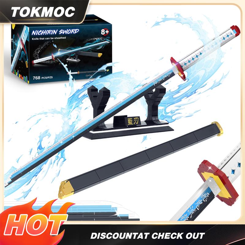 Anime Sword Building Block Set by TOKMOC with Display Stand and Scabbard, ABS Construction Model Kit for Ages 12+, Cosplay Display and Collector Gifts