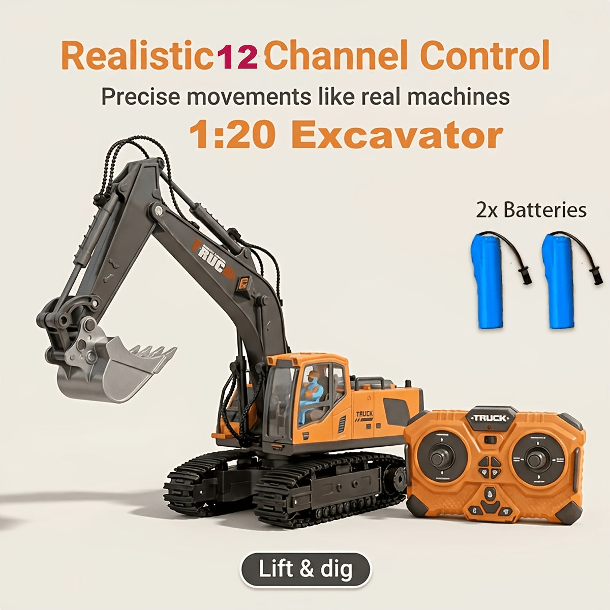 Alloy Construction Truck Toy 1:24 Scale – Bulldozer, Dump Truck & Excavator with 11-Channel Control, Sound Effects, Indoor Outdoor Engineering Vehicle Gift for Boys & Girls