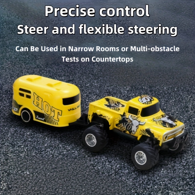 1:64 Scale Die-Cast RC Monster Truck 2.4GHz High-Speed Off-Road Vehicle LED Headlights Multiple Control Modes Adjustable Speed Gift for Boys Girls
