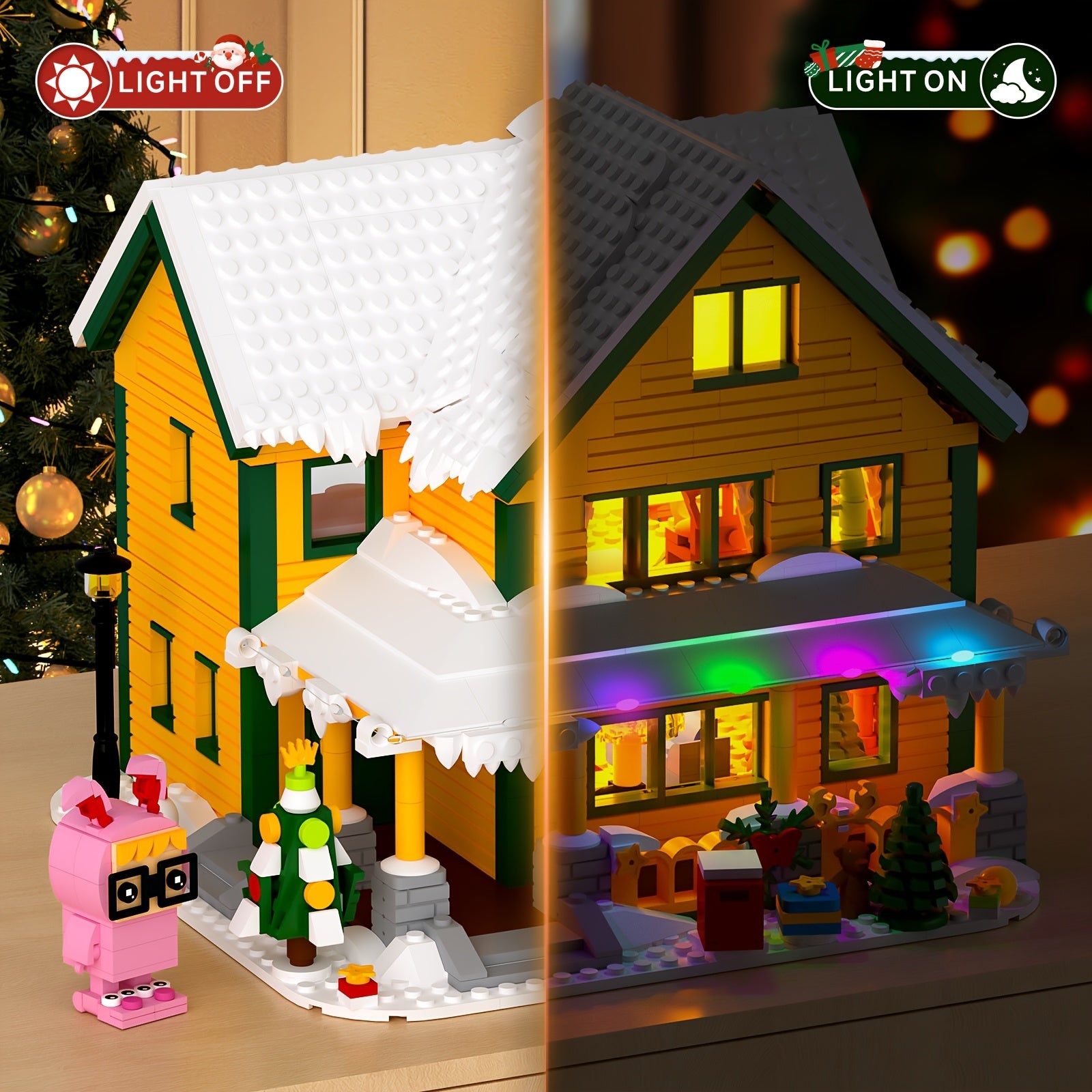 1146-Piece Christmas House Building Block Set with LED Lighting - Classic Christmas Story Model Kit, Character Figures & Detailed Interior, Holiday Display Decoration, Christmas Gift for Adults Families