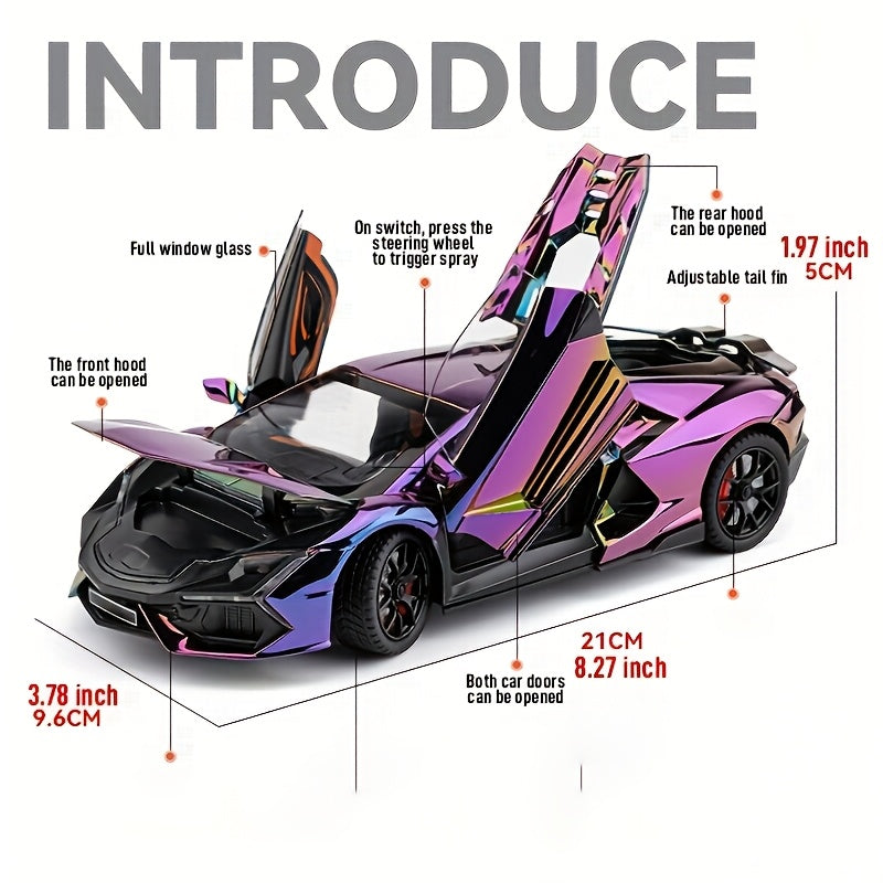 1:24 Scale Lamborghini Die-Cast Model Car Zinc Alloy Collectible Supercar Exhibition Grade Desktop Ornament Gift for Car Lovers Men Teens Ages 14+ Christmas