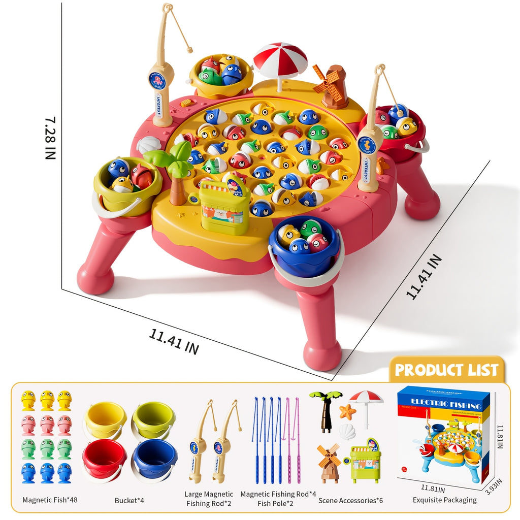 Kids Magnetic Fishing Game Toy 66pcs Ocean Theme 1-8 Players Educational Fine Motor Skills Toddler Boys Girls Birthday Holiday Gift Ages 1-8
