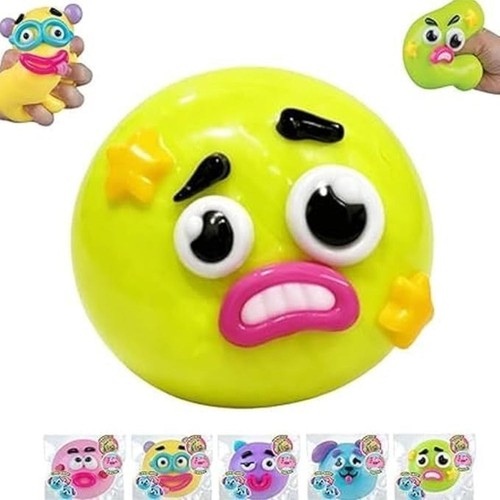 Funny Face Stress Relief Squeeze Ball with Accessories - Quick Rebound Soft Squeezing Toy Anxiety Relief Relaxing Gift Pink Green Purple Yellow Blue