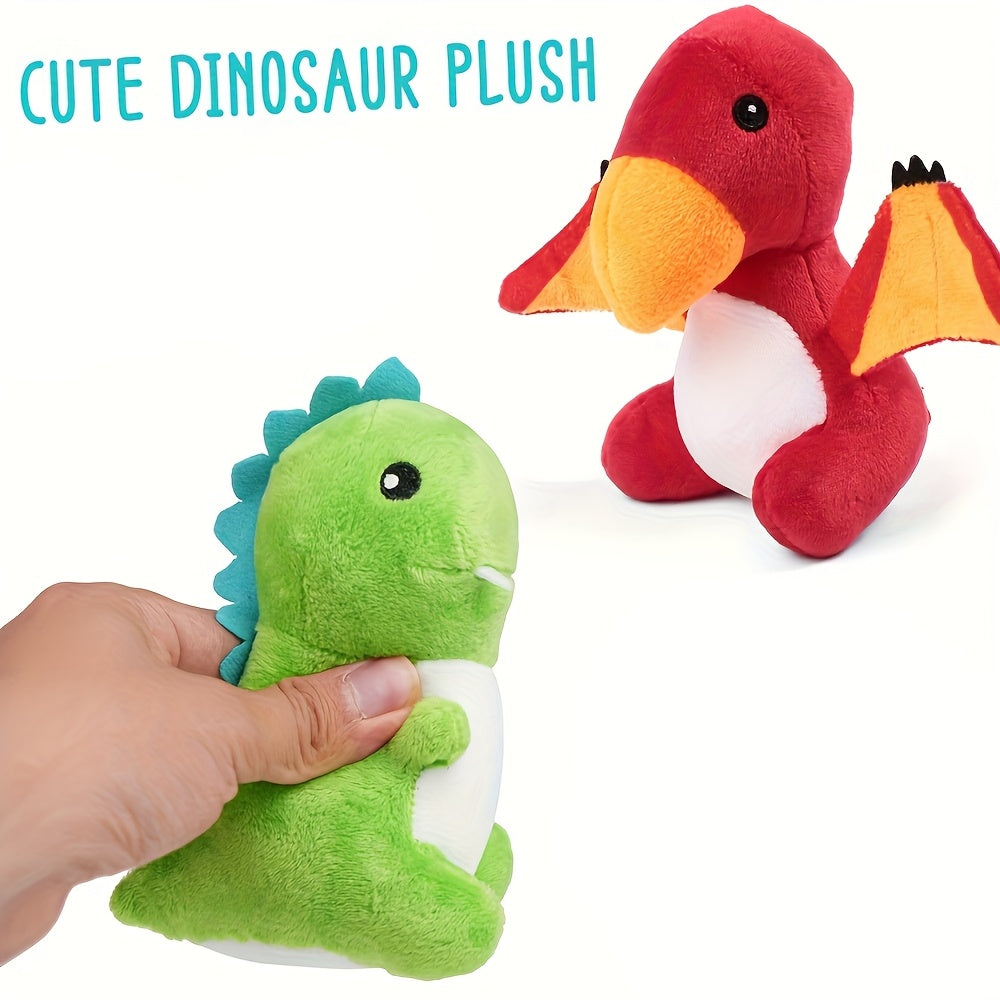 Dinosaur Stuffed Animals 5-Pack Plush Dino Dolls with Egg Carrier Bag Soft Cute Toy Set for Kids Boys Girls Baby Shower Easter Basket Birthday Christmas Gift