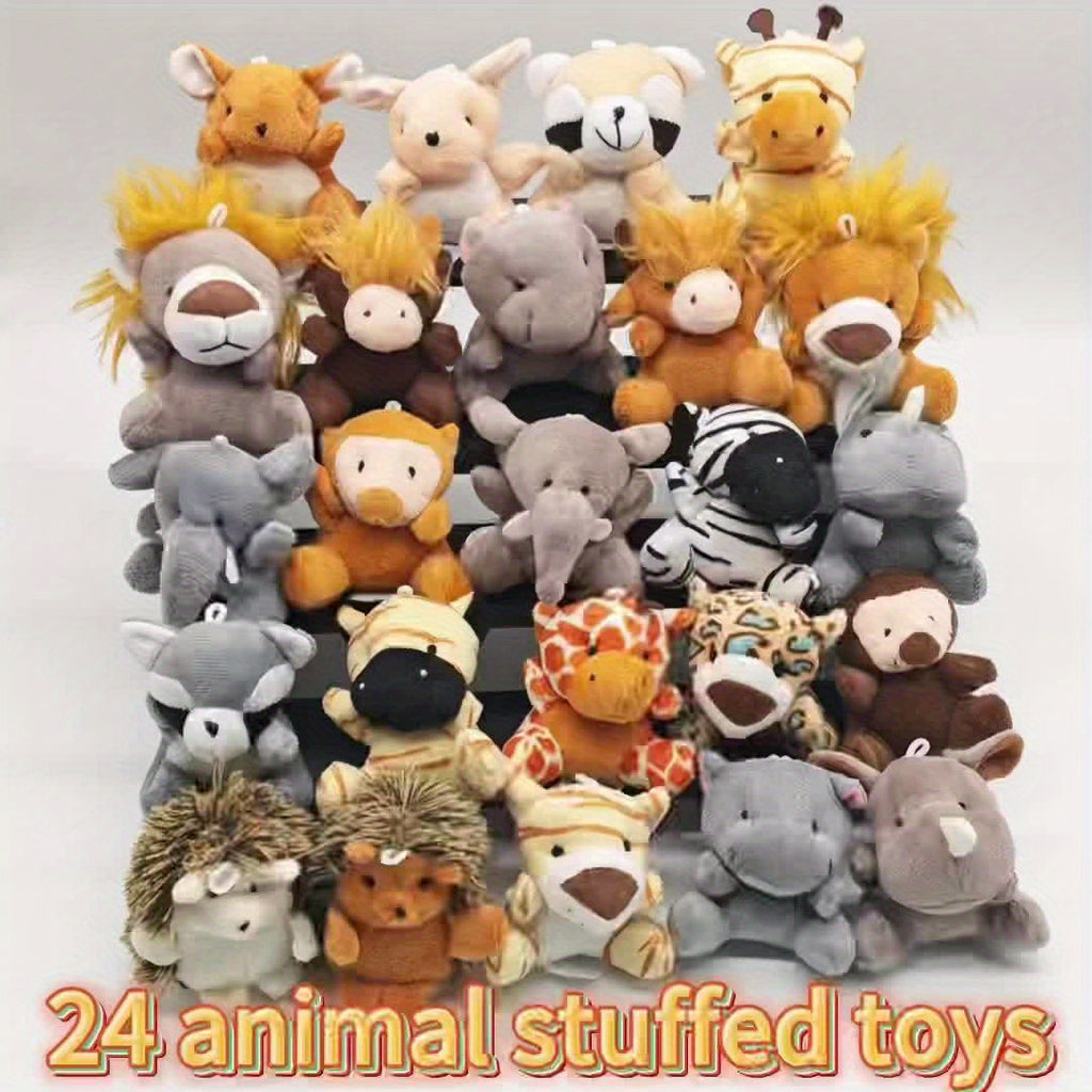 Mini Forest Animal Plush Toys Bulk 12 or 24 Pcs – Cute Small Stuffed Animals for Animal Theme Party, Classroom Treasure Box, Party Favors & Kids Birthday Gifts