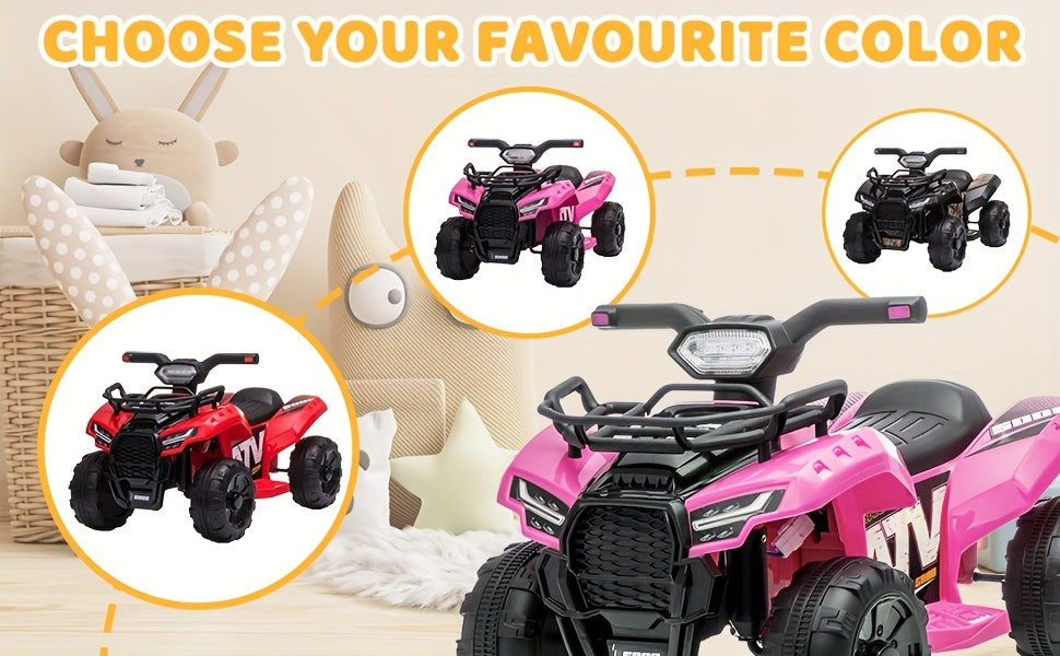 Kids Ride-On ATV 4-Wheeler 6V Electric Quad with Treaded Tires Rubber Handles & Push-Button Start – Safe Toddler Toy for Ages 18-36 Months Boys Girls