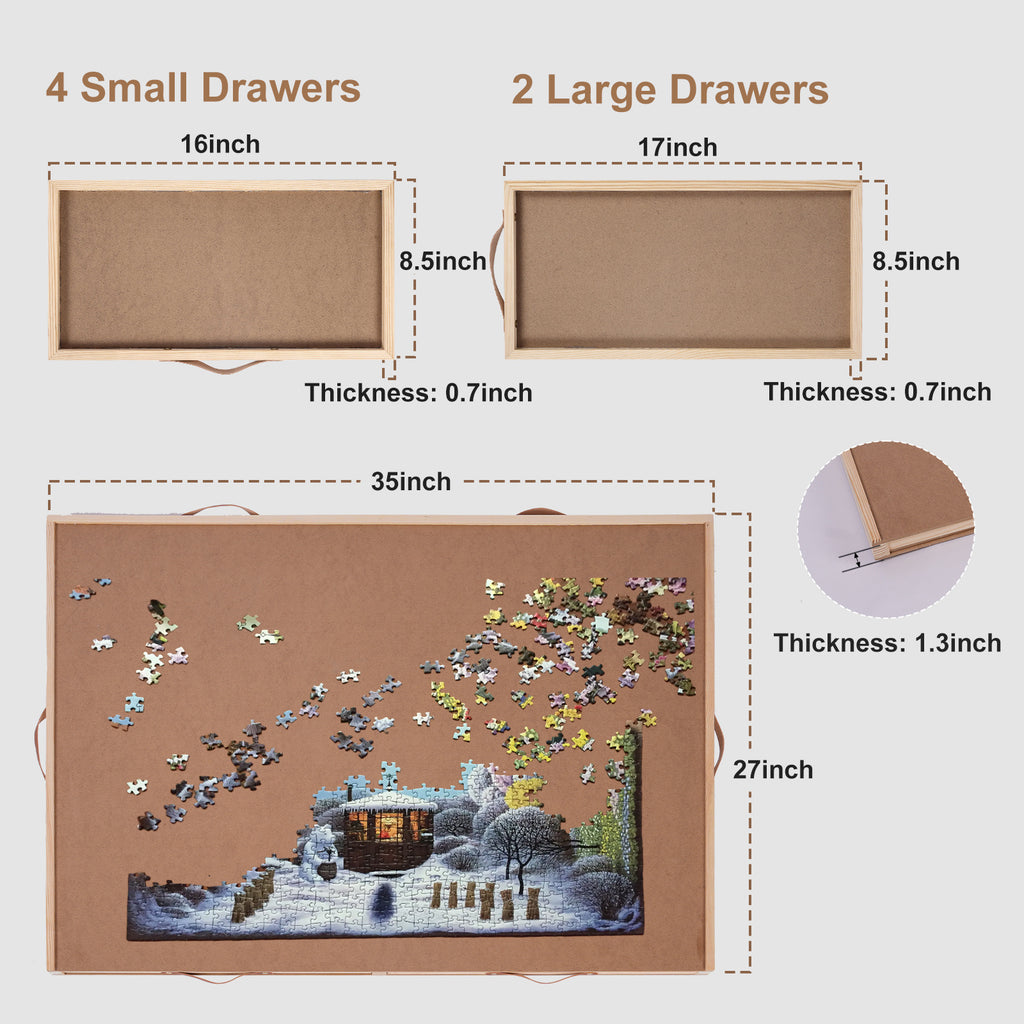Rotating Puzzle Board with Drawers 35x27 Inch – 360° Turntable Puzzle Table Organizer for Adults Seniors 1500 Pieces