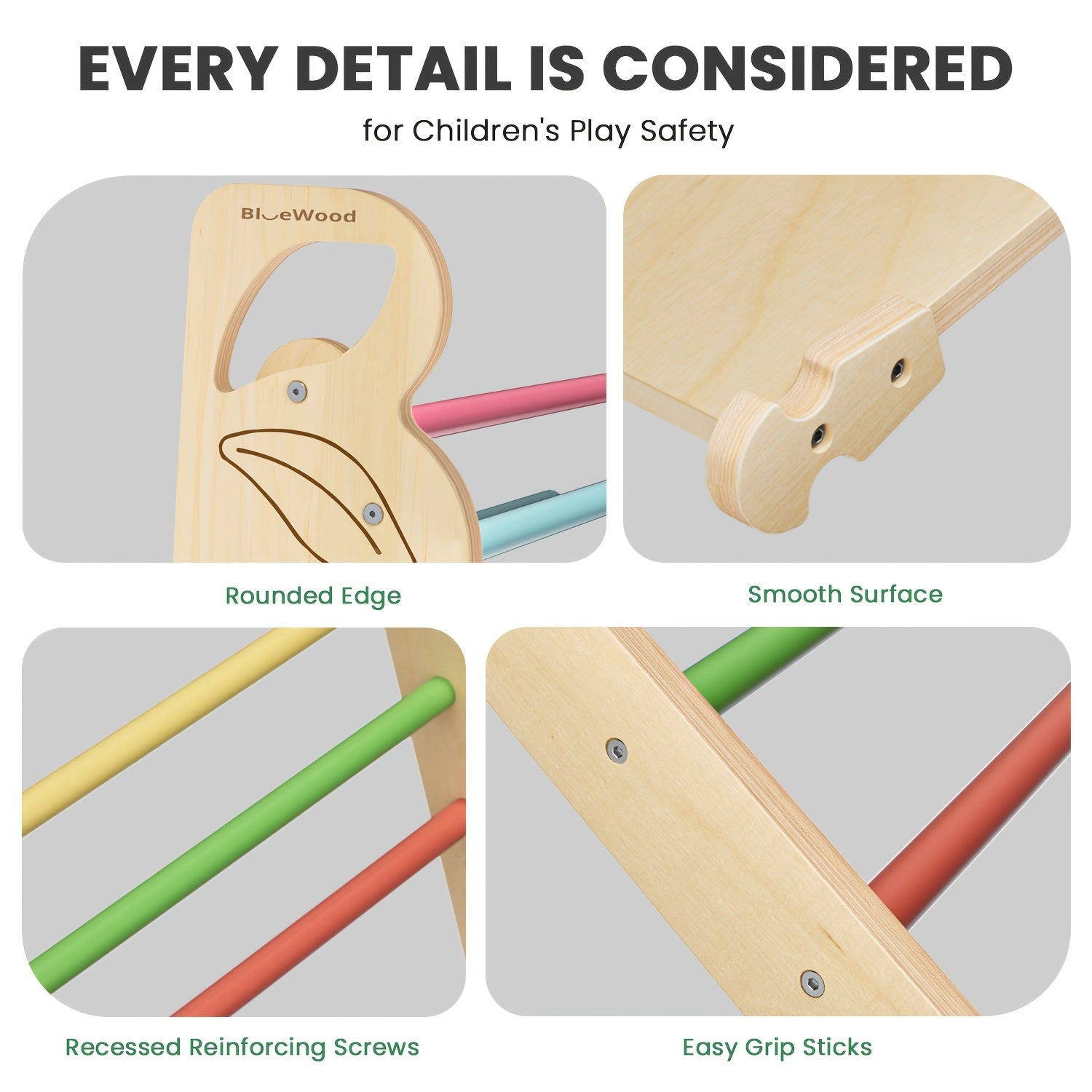Pikler Triangle 8-in-1 Foldable Wooden Climbing Set Toddlers Indoor Jungle Gym with Slide Arch Rocker Montessori Toy Ages 1 2 3 4 5 Birthday Christmas Gift