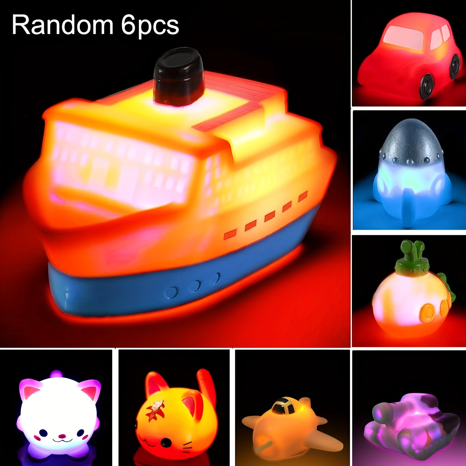 Light Up Bath Toys for Toddlers 6/8 Pcs – Floating Color Changing LED Bath Toys, Flashing Glow in Water Bathtub Shower Toys for Baby Kids Toddlers, Fun Sensory Water Play Gift for Boys Girls