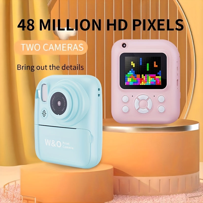 Kids Instant Print Camera 3-in-1 with MP3 Player & Puzzle Games - 2.4'' HD Screen Portable Digital Camera Toy with Print Paper 32GB Card Reader Lanyard Storage Bag Birthday Gift for Girls Boys