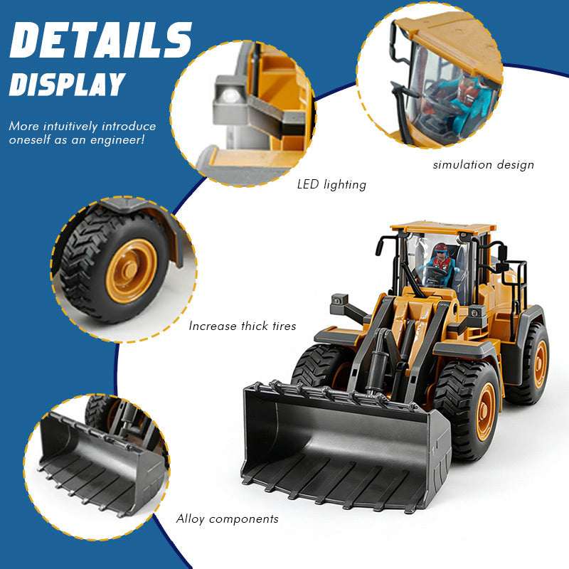 RC Alloy Loader Excavator Engineering Toy Set 2.4GHz 1:20 Scale - 9 Channel Remote Control Bulldozer Tractor Dump Truck for Boys Ages 6-12, Birthday Gift
