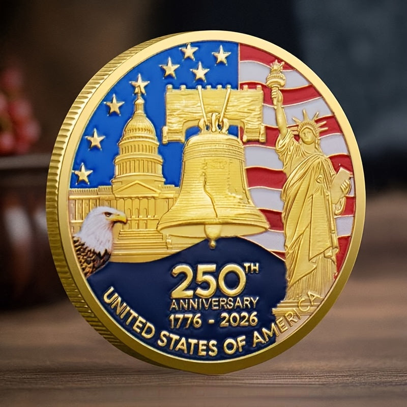 America 250th Anniversary Coin Set 2026 12pcs 1776-2026 USA Bicentennial Eagle Challenge Commemorative Medallion with Acrylic Cases Collector Gift