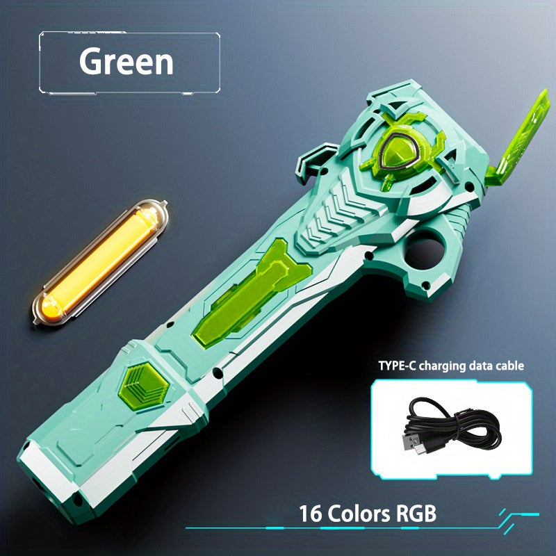 Light Up Saber RGB 16 Colors Rechargeable Light Sword with Gravity Sensor Sound Effects 2-in-1 Flashing Stick Space Sword Costume Toy