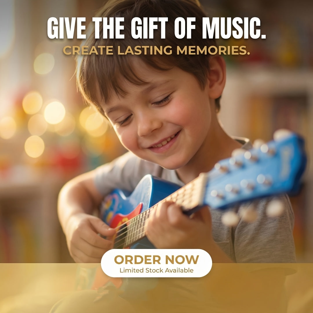 Kids Electric Guitar Toy with Microphone - Lights & Sound, Musical Instrument Toy for Boys & Girls, Beginner Guitar, Birthday Gift, Black Blue Pink
