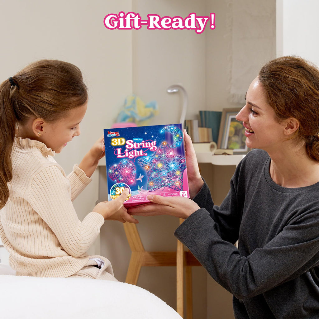 3D String Art Kit for Kids – Light Up DIY Lantern Craft Set with 30 LED Bulbs, Balloons & Yarn, Birthday Gift Arts and Crafts for Girls Boys