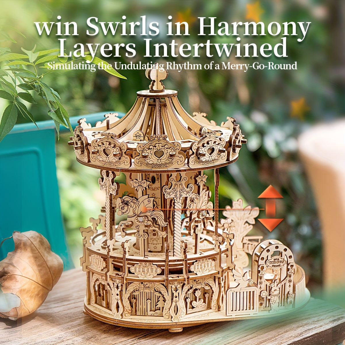3D Wooden Puzzle Musical Carousel – Intricate DIY Model Kit Display Gift for Teens Adults Men Women Families Christmas Birthday